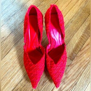 Zara Red Fabric Heels